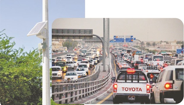 Wavetraf, a Bluetooth enabled device deployed by QMIC to collect traffic information, can be seen across major roads.