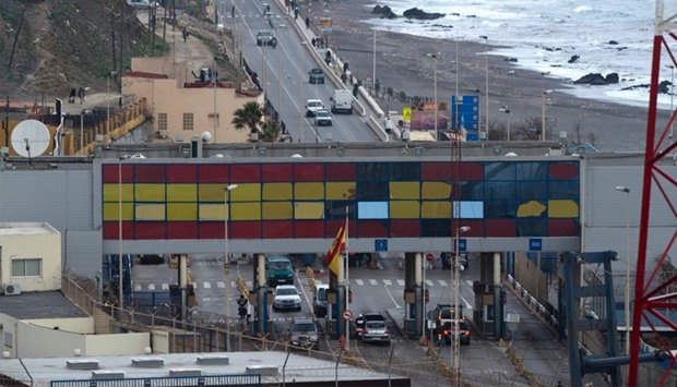 View of the border between the Moroccan city of Fnideq and the tiny Spanish enclave of Ceuta