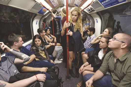 Commuters on the Night Tube.