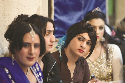 Members of the Pakistani transgender community attend a party in Peshawar.