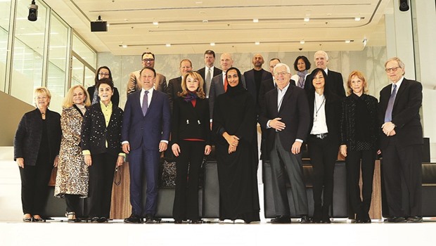 HE Sheikha Hind bint Hamad al-Thani with a delegation from the Pacific Council on International Policy at QF headquarters yesterday.