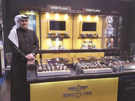 Blue Salon vice chairman Nabil AR Abu Issa showcases some of the brands at their pavilion. PICTURE: Joey Aguilar