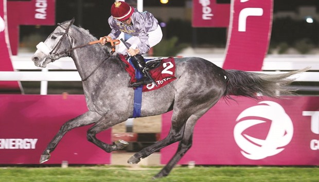 Jockey Julien Auge rides Al Shaqab Racingu2019s Al Mourtajez to victory in the 2015 edition of HH The Emiru2019s Sword (Gr1 PA) at the Qatar Racing and Equestrian Club.