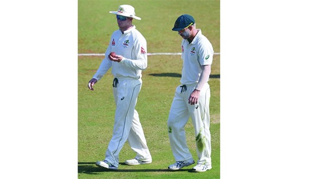 Australiau2019s captain Steve Smith (left) and vice-captain David Warner during the three-day practice match against India u2018Au2019 at the Brabourne stadium in Mumbai last week. Australia will play a four-match Test series against India, with the first Test starting from tomorrow.  (AFP)