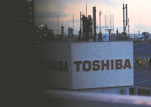 The logo of Toshiba Corp is seen at the companyu2019s facility in Kawasaki. The companyu2019s shares jumped 22.31% to u00a5224.7 ($2) yesterday.