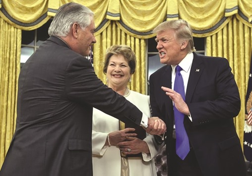 Trump with Tillerson and Tillersonu2019s wife Renda at the White House after the secretary of state was sworn in.