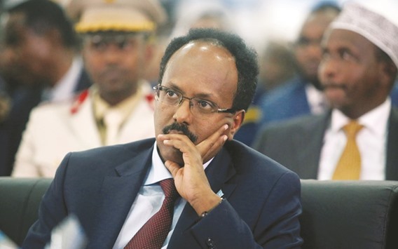 Somali President Mohamed Abdullahi Mohamed listens to a speech at his inauguration in Mogadishu yesterday.