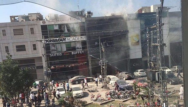 The building where the blast took place. Courtesy: Geo TV