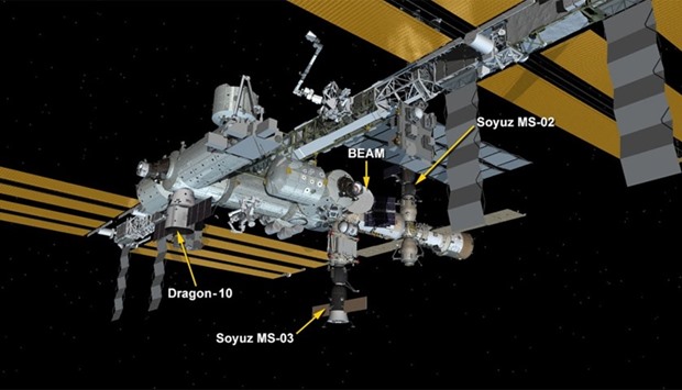 NASA illustration shows the SpaceX Dragon attached to the Space Station Harmony Module