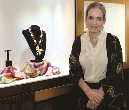 Maria Joao Bahia in her booth at Alfardan Jewellery pavilion.
