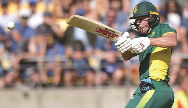 South Africau2019s captain AB de Villiers bats during the third ODI against New Zealand at Westpac Stadium in Wellington yesterday. (AFP)