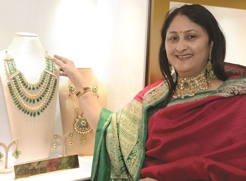 Pannu Bhansali at her booth at the Doha Jewellery and Watches Exhibition (DJWE), which concluded yesterday. PICTURE: Shemeer Rasheed
