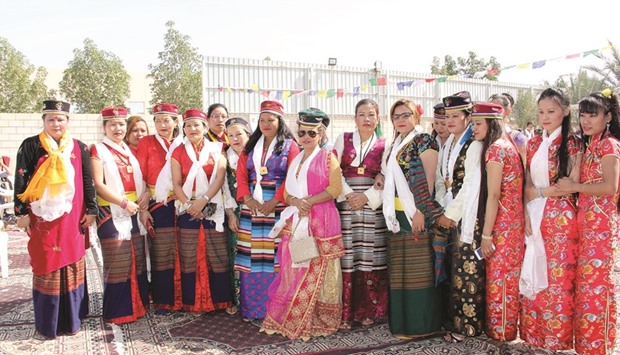 Tamang women in traditional clothes at the NRMT event.