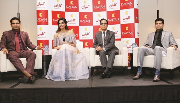 Sonam Kapoor with top Kalyan Jewellers officials.