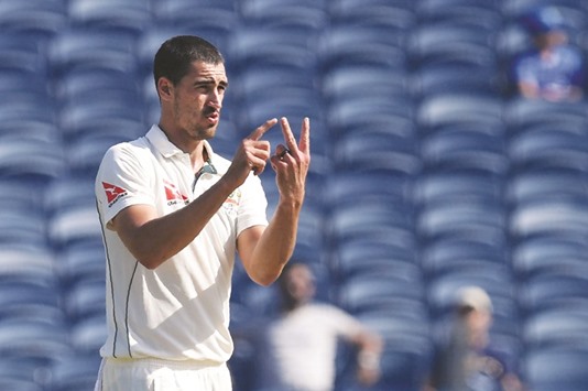 Australiau2019s Mitchell Starc triggered Indiau2019s downfall in last weeku2019s first Test in Pune by claiming the wickets of Cheteshwar Pujara and Virat Kohli in quick succession in the first innings. (AFP)