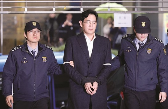 Samsung Group chief Jay Y Lee arrives at the office of the independent counsel team in Seoul. The indictment of Lee and four other top executives on bribery and  embezzlement charges threatens the companyu2019s ability to make major strategic decisions, including acquisitions and management changes.