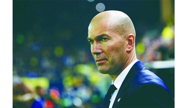 File picture of Real Madrid coach Zinedine Zidane looking on during the Spanish League match against Villarreal CF at the El Madrigal stadium in Vila-real.