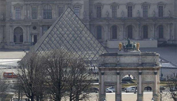 A general view shows the Carrousel du Louvre and the Louvre Pyramid in Paris.