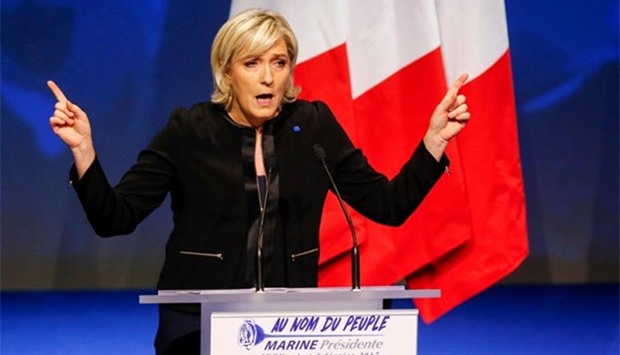 Marine Le Pen, French National Front leader and candidate for the French 2017 presidential election, attends a rally to launch the presidential campaign in Lyon on Sunday.