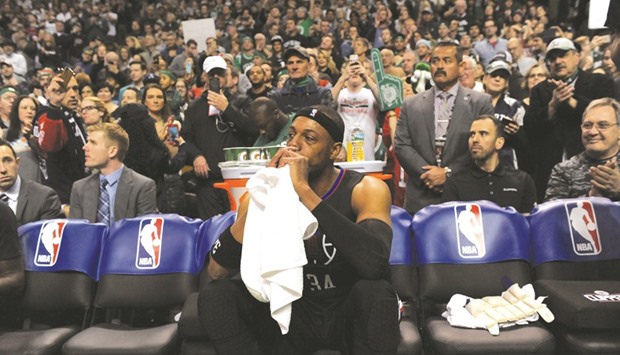 LA Clippers forward Paul Pierce sits on the bench during a time out in the first half against the Boston Celtics at TD Garden. PICTURE: USA TODAY Sports