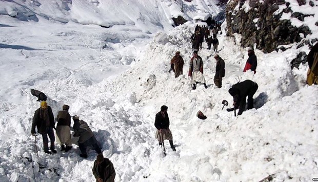 Afghan survivors of an avalanche search in the village of Hafsa in Nuristan Province