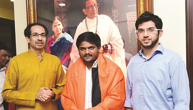 Hardik Patel meets Shiv Sena party chief Uddhav Thackeray in Mumbai yesterday.