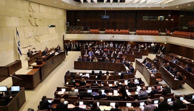 Israeli lawmakers  at the Israeli parliament in Jerusalem