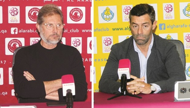 Arabi coach Oswaldo Oliviera (left) and Gharafa coach Pedro Caixinha.
