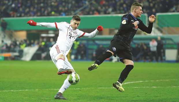 Bayern Munichu2019s Robert Lewandowski (left) has scored in all 10 home games this season. (AFP)