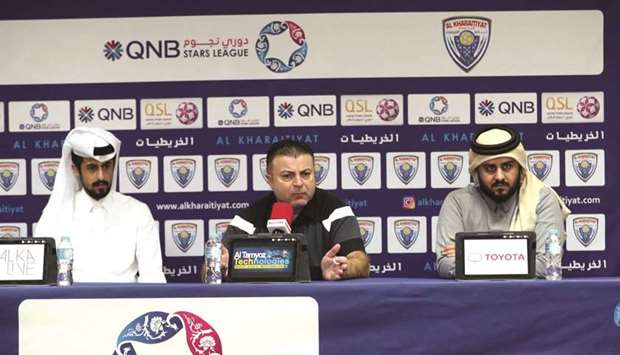 Al Kharaitiyatu2019s new head coach Yasser Sebaie (centre) has a tough task on his hands.