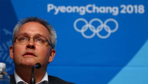 Matthieu Reeb, Secretary General of the Court of Arbitration for Sport speaks during a news conference in Pyeongchang