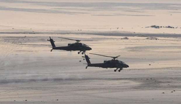 Egyptian Army's helicopters are seen during a launch of a major assault against militants, Egypt