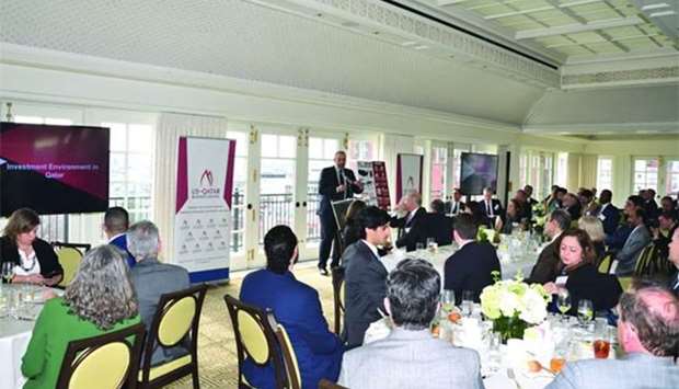 HE Sheikh Ahmed addressing a business lunch organised by the US-Qatar Business Council on the sidelines of the US-Qatar Strategic Dialogue held in Washington, DC recently.