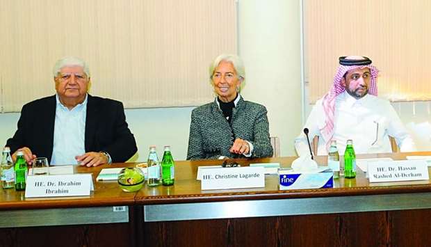 Dr Ibrahim, Lagarde and al-Derham addressing the roundtable. PICTURE: Shemeer Rashid