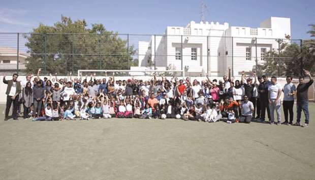 Nakilat employees and their families who took part in National Sport Day activities yesterday.