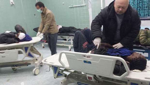 Migrants wounded in the accident being treated at a hospital