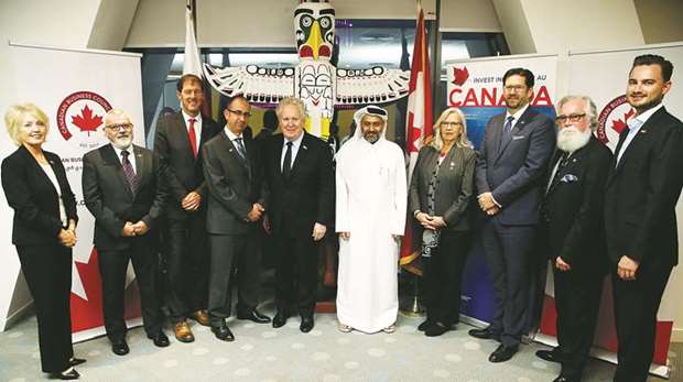 Al-Jaida, Charest, Norfolk and Rodney among others during the launch of the Canadian Business Council Qatar at the Tornado Tower yesterday. PICTURE: Jayaram