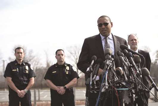 FBI special agent in charge Gordon Johnson speaks at a news conference after a shooting outside the National Security Agency (NSA) headquarters in Fort Meade, Maryland, yesterday.