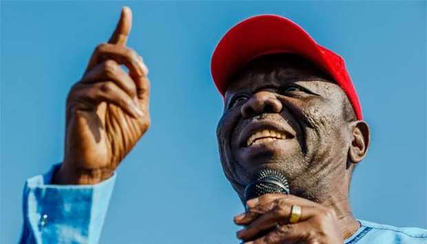 Zimbabwean opposition leader Morgan Tsvangirai addresses a crowd during his last opposition rally at White City Stadium in Bulawayo in September last year.