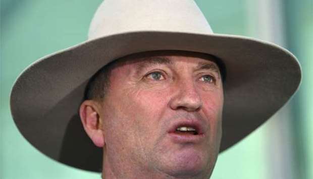 Barnaby Joyce, Australia's Deputy Prime Minister and Minister for Agriculture and Water Resources, speaks during a media conference at Parliament House in Canberra on Friday.
