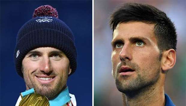 France's snowboard cross gold medallist during the Pyeongchang 2018 Winter Olympic Games, Pierre Vaultier (left) and Serbia's tennis player Novak Djokovic.