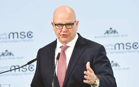 Herbert Raymond McMaster, National security adviser to the US President, delivers his  speech at 54th Munich Security Conference yesterday.