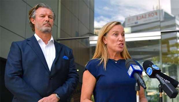 President of Carnival Cruise Line Australia Sture Myrmell and Vice President and General Manager Jennifer Vandekreeke speak to the media in Sydney.