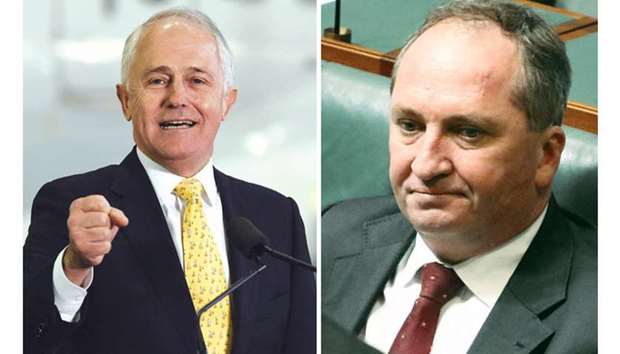 Malcolm Turnbull and (right) Barnaby Joyce
