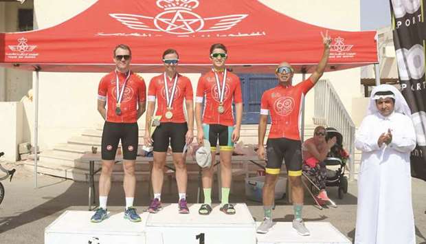 Winners of the sixth leg of the Royal Air Maroc Cycling League.