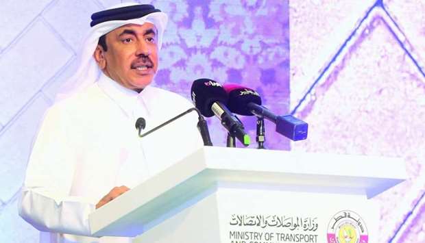 HE the Minister of Transport and Communications Jassim Seif Ahmed al-Sulaiti addressing the gatherin