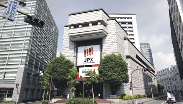 A frontal view of the Tokyo Stock Exchange in Japan. Vanguard Group says a pickup in Japanese prices will boost the countryu2019s equities, unlike in the US where fears over  inflation sent shares tumbling into a correction.