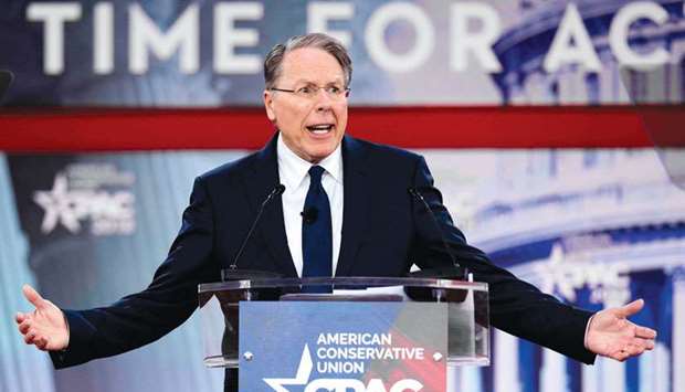 The National Rifle Associationu2019s executive vice president and CEO Wayne LaPierre speaks during the 2018 Conservative Political Action Conference at National Harbor in Oxen Hill, Maryland.