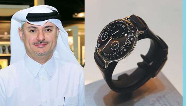 Blue Salonu2019s vice chairman Nabil Abu Issa. Right: A Ressence limited edition watch on display at the Belgium-headquartered watchmakeru2019s boutique at Blue Salon pavilion: PICTURES: Shemeer Rasheed