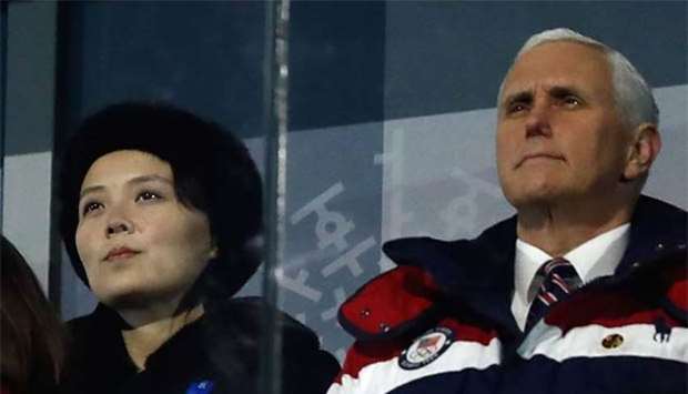 US Vice President Mike Pence and North Korea's Kim Jong Unu2019s sister Kim Yo Jong attend the opening ceremony of the Pyeongchang Winter Olympic Games earlier this month.